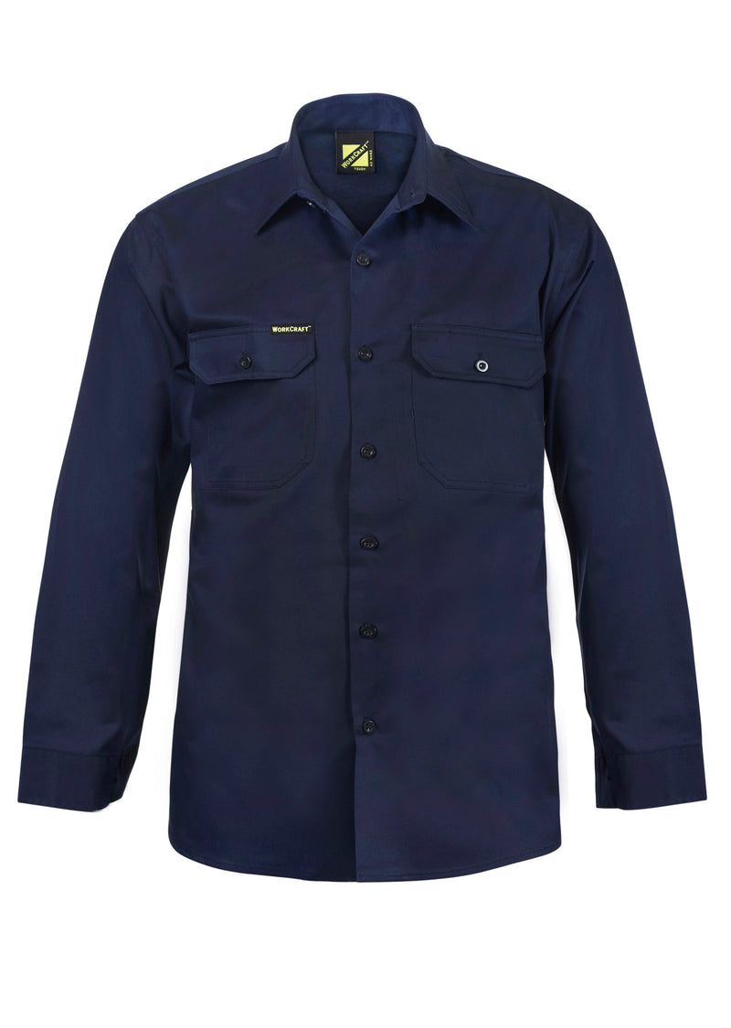 Workcraft Mens Long Sleeve Cotton Drill Shirt 190gsm - WS3020