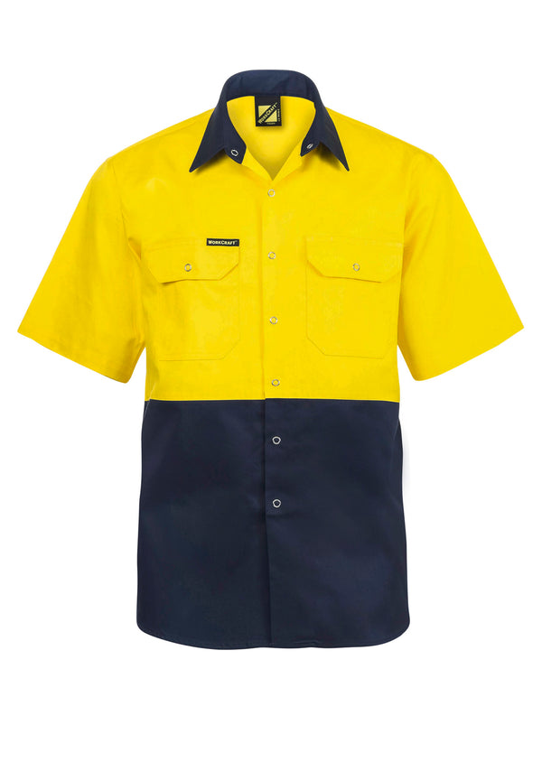 Workcraft Unisex Two Tone Short Sleeve Shirt with Studs 190gsm - WS3063