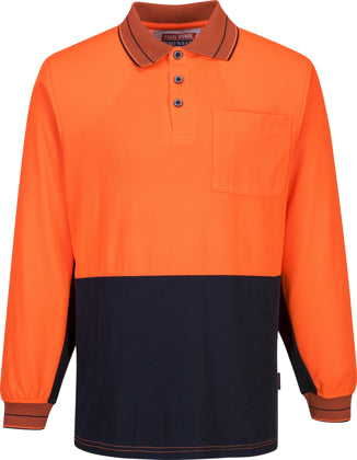 Portwest Hivis Long Sleeve Cotton Comfort Polo - HV213