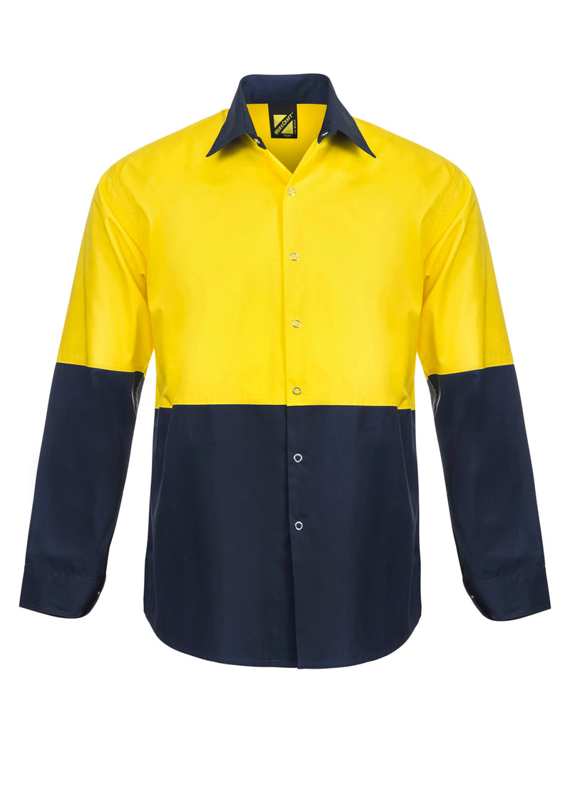 Workcraft Mens Two Tone Long Sleeve Shirt with Studs 155gsm - WS3045