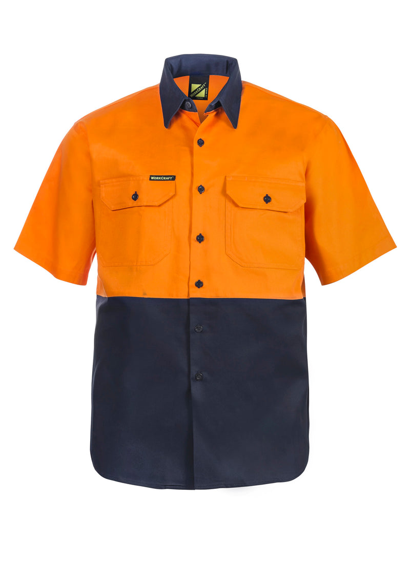 Workcraft Hivis Two Toned Short Sleeve Shirt 190gsm - WS3023