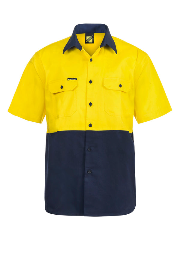 Workcraft Hivis Two Toned Short Sleeve Shirt 190gsm - WS3023