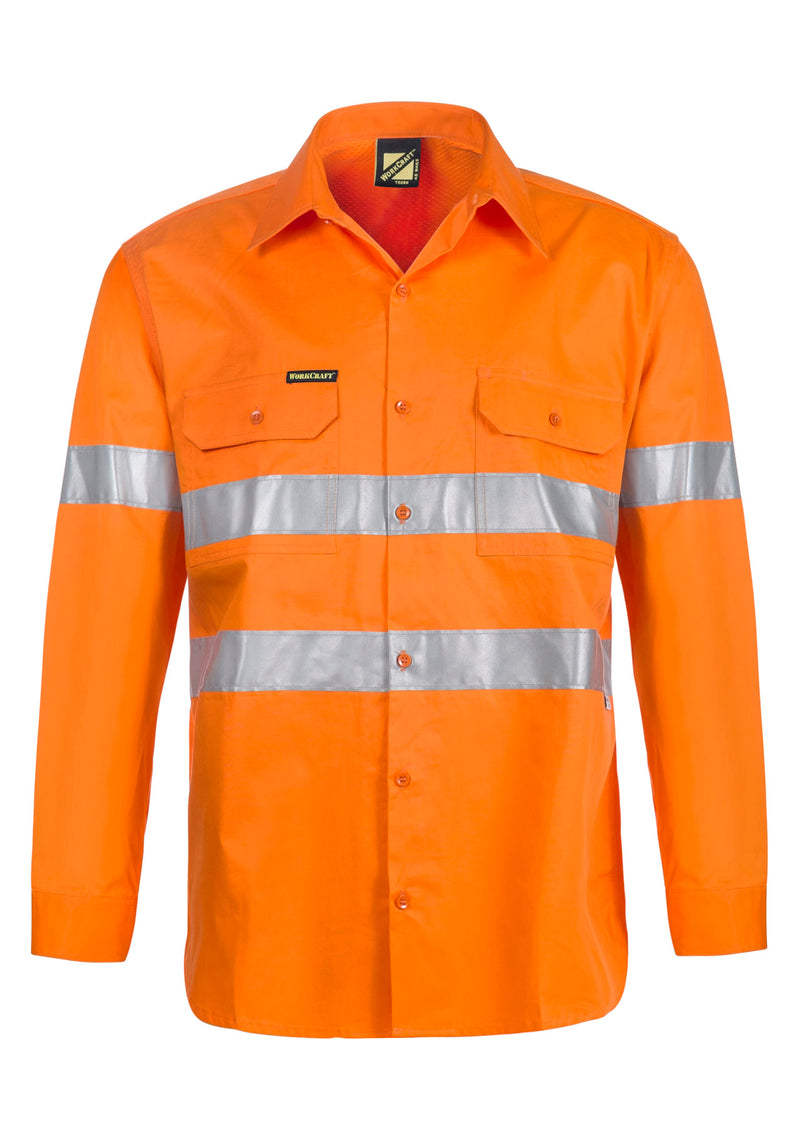 Workcraft Unisex Hivis Cotton Long Sleeve with Tape - WS4131