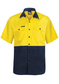 Workcraft Lightweight Hivis Short Sleeve Vented Cotton Drill Shirt - WS4248