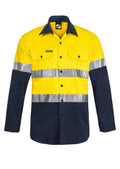 Workcraft Light Weight Hi Vis Long Sleeves Vented Cotton Drill Reflective Shirt - WS6030