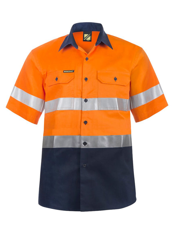 Workcraft Mens Two Tone Short Sleeve Shirt with Tape - WS4001