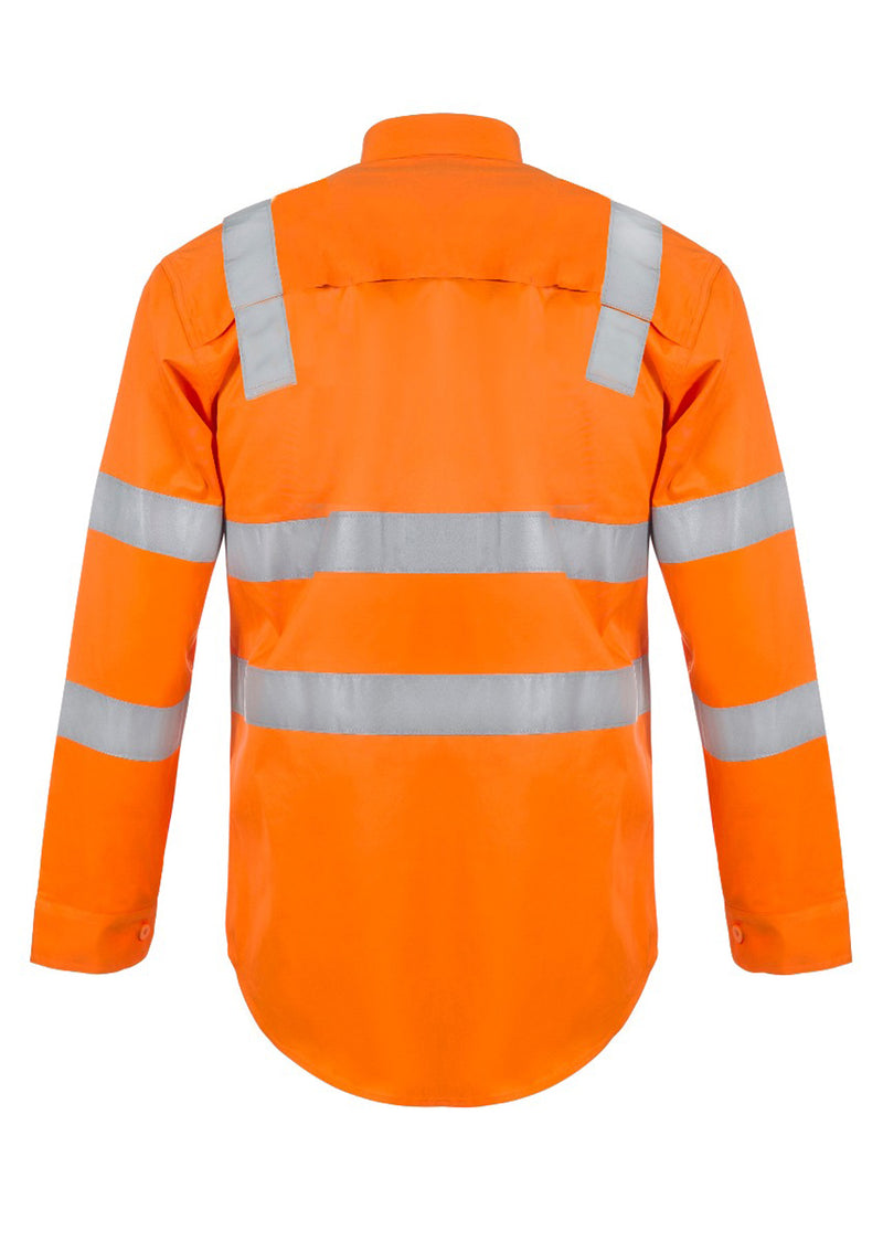 Workcraft Lightweight Hivis Long Sleeve Vented Cotton Drill Shirt Reflective Tap 'X' Pattern VIC Rail - WS6011