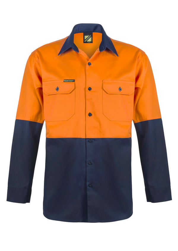 Workcraft Hivis Two Toned Long Sleeve Shirt 190gsm - WS3022