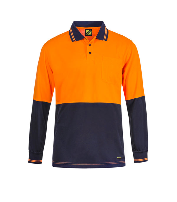 Workcraft Hivis Long Sleeve Two Tone Polo 190gsm - WSP402