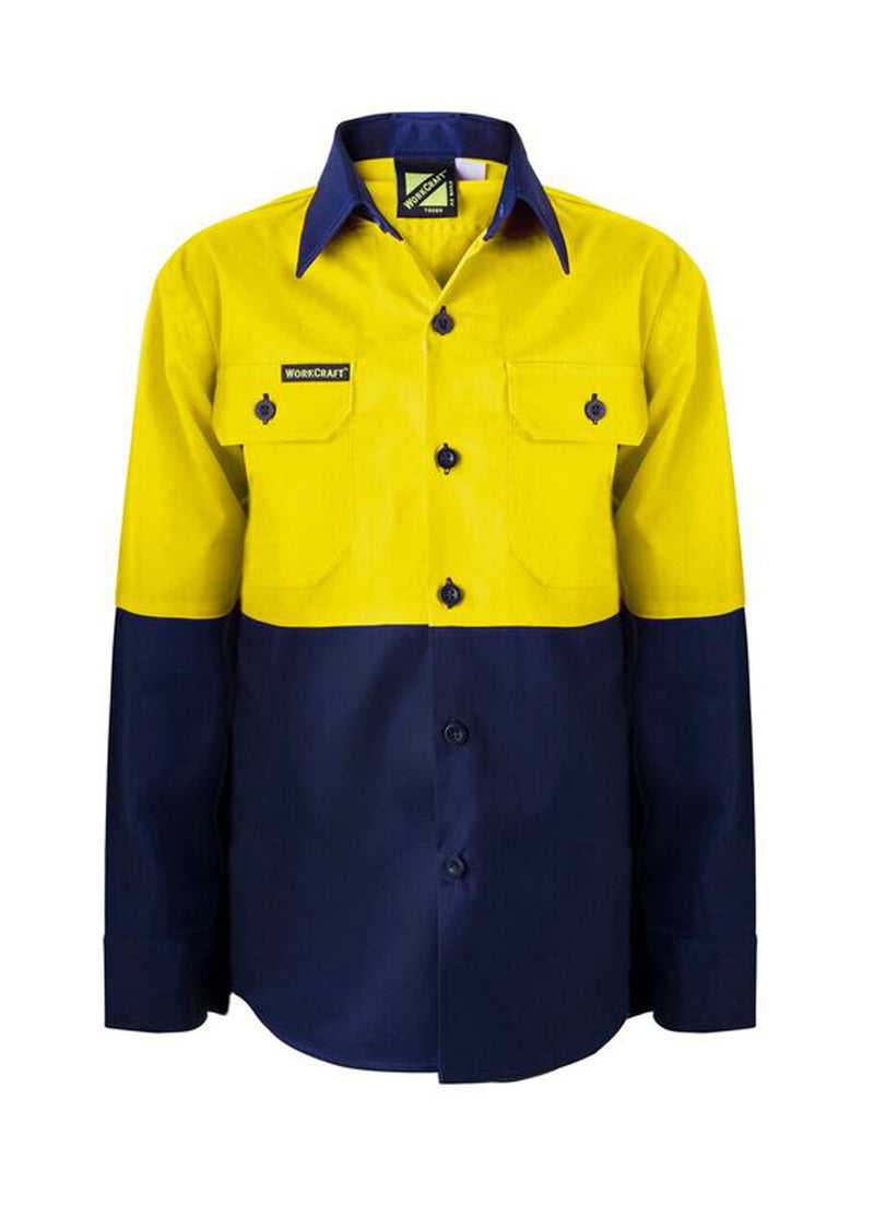 Kids Hi Vis Two Tone Long Sleeve Shirt - WSK127