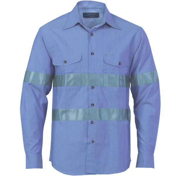 DNC Cotton Chambray Shirt with Generic R/Tape - Long sleeve - 3889