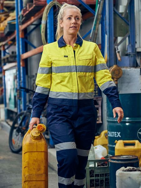 Bisley Ladies Taped Hivis Cotton Drill Coverall - BCL6066T