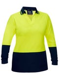 Bisley Ladies Hivis V-Neck Long Sleeve Polo -BKL6234