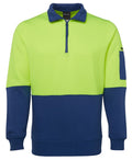 JBs Wear Hi Vis 1/2 Zip Fleecy Hoodie Adults - 6HVF **Clearance**