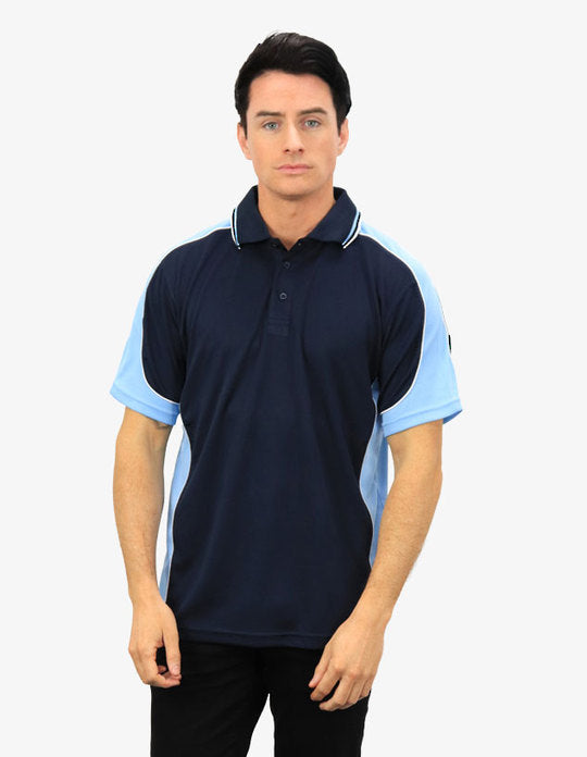 Be Seen Men's Short Sleeve Polo with Striped Collar - BSP15