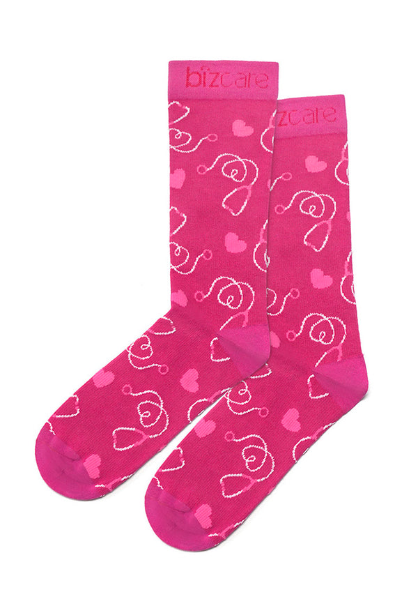 Biz Care - Unisex Pink Happy Feet Comfort Socks - CCS250U