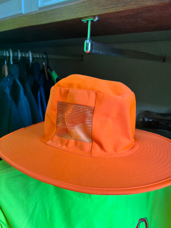 Headwear - Orange Wide Brim Hat with Vents