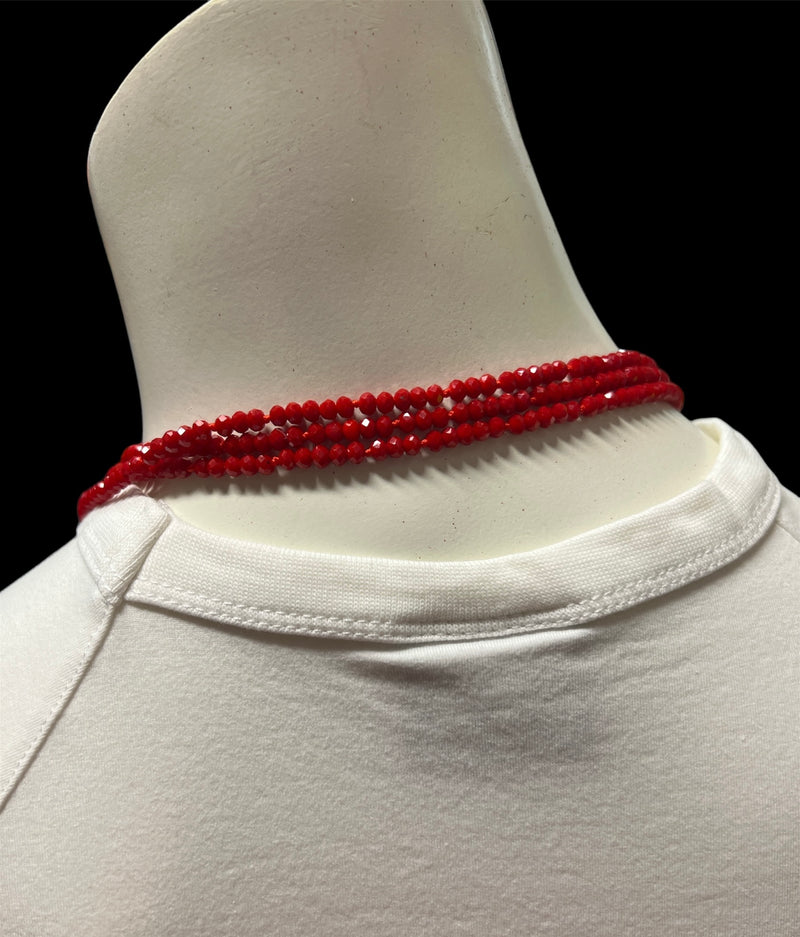 Long Red with Large White Bead - NGP332