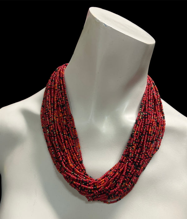 Red Multi Layered Necklace - N0990