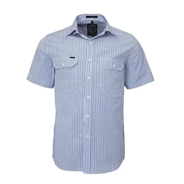 Pilbara Mens Front Flap Dual Pocket Check Short Sleeve Shirt - RMPC011S