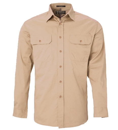 Ritemate Mens Pilbara Open Front Long Sleeve Shirt - RM500BT