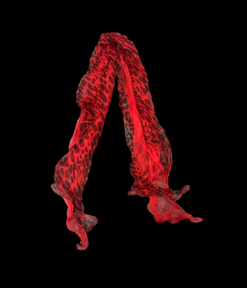 Scarf Long Red Cheetah