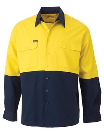 Bisley Taped Hi Vis Lightweight  Long Sleeve Drill Shirt - BS6340