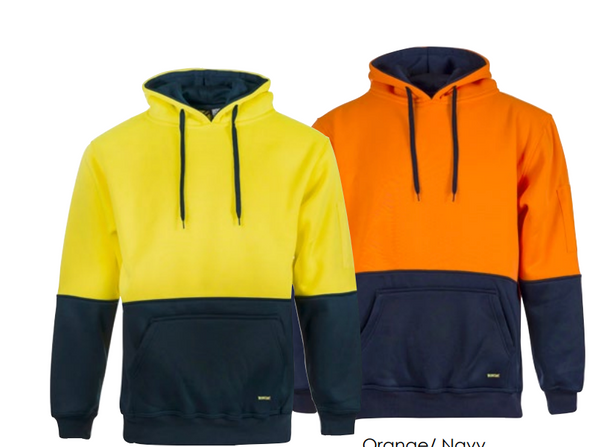 Workcraft Hi Vis Two Tone Hoodie- Brushed Back Fleece - WT8002 **Clearance**