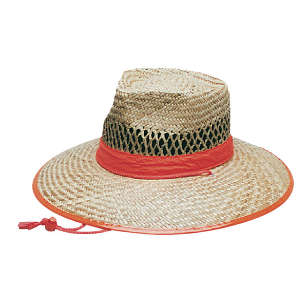 Headwear - Natural Straw Hat - Orange Trim - S4261