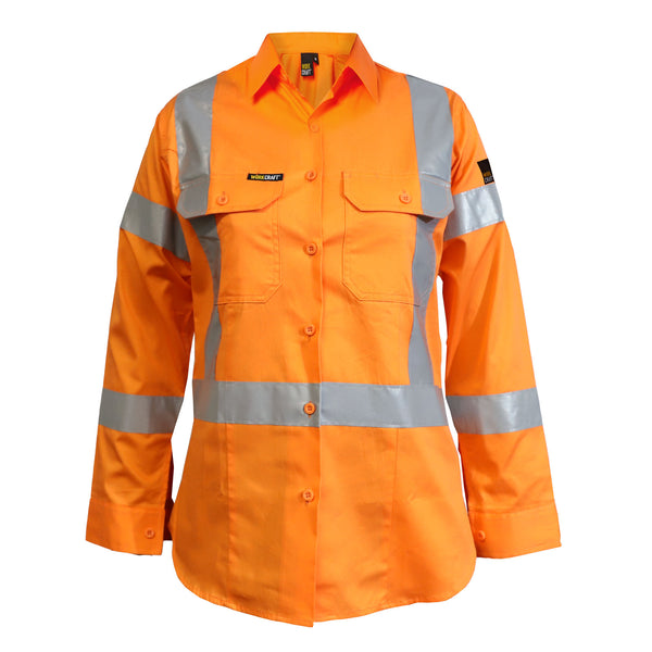 Workcraft Ladies Hivis Long Sleeve with 'X' Pattern NSW Rail - WSL509