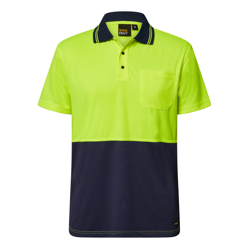 Workcraft Hivis Short Sleeve Micromesh Polo with Pocket 157gsm - WSP201