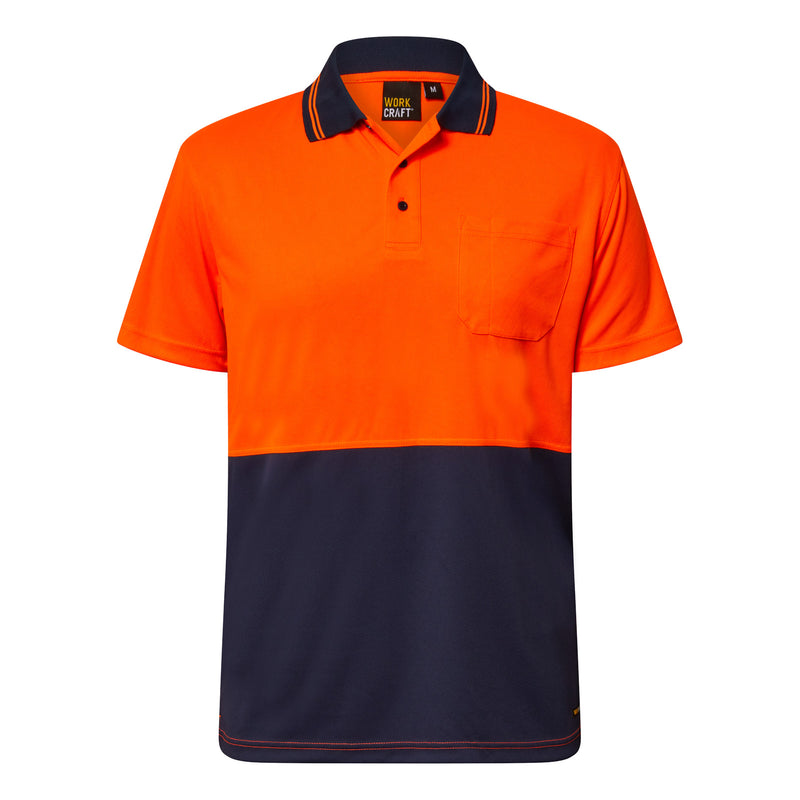 Workcraft Hivis Short Sleeve Micromesh Polo with Pocket 157gsm - WSP201