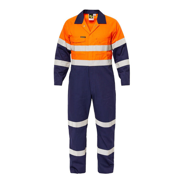 Workcraft Hivis 2Tone Cotton Drill Coveralls with Tape 310gsm - WC3063