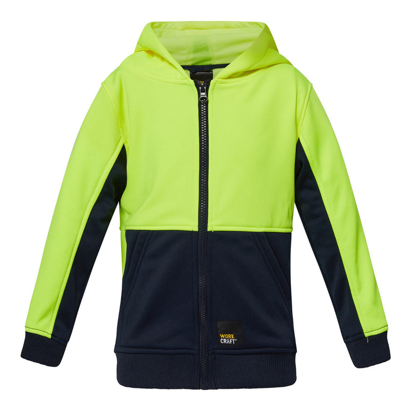 Workcraft Kids Hi Vis Full Zip Hooded Jacket - WK8015