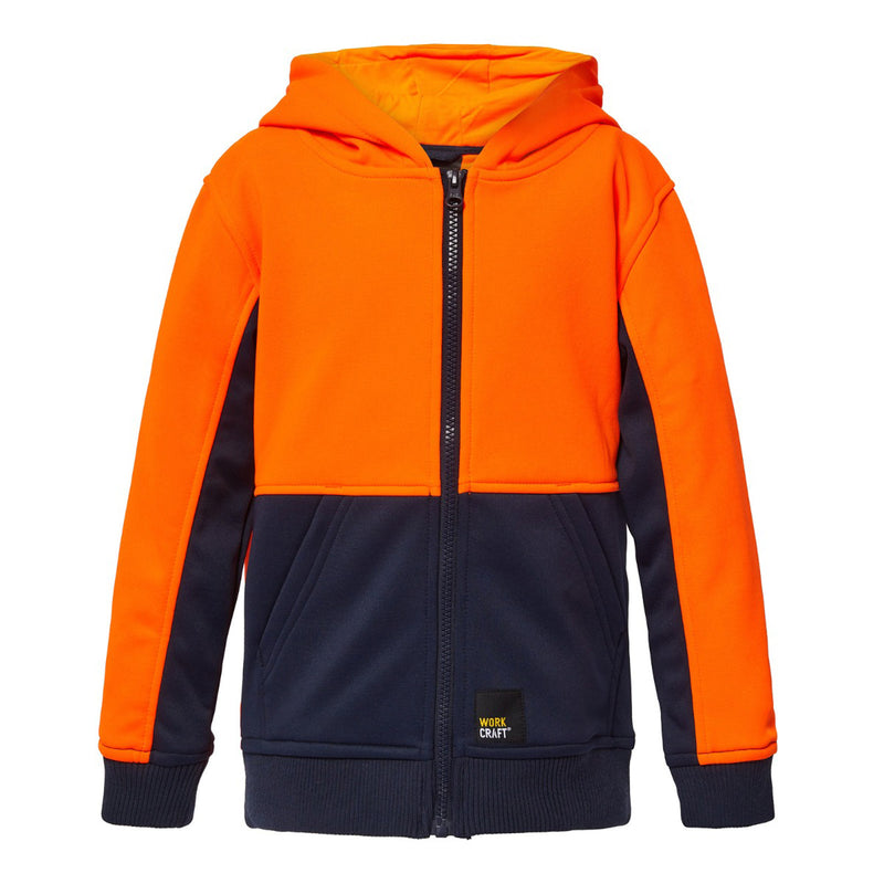 Workcraft Kids Hi Vis Full Zip Hooded Jacket - WK8015