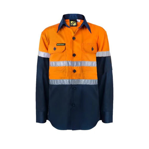 Kids Hi Vis Two Tone Long Sleeve Shirt with 3M Reflective Tape, 25mm wide - WSK125