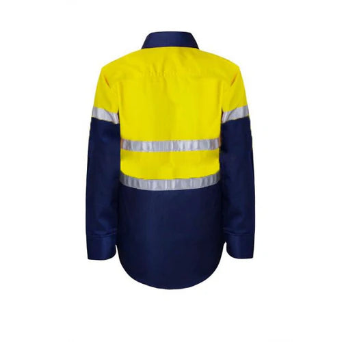 Kids Hi Vis Two Tone Long Sleeve Shirt with 3M Reflective Tape, 25mm wide - WSK125