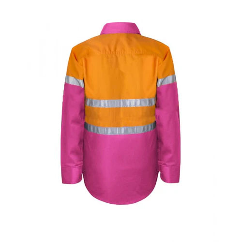 Kids Hi Vis Two Tone Long Sleeve Shirt with 3M Reflective Tape, 25mm wide - WSK125