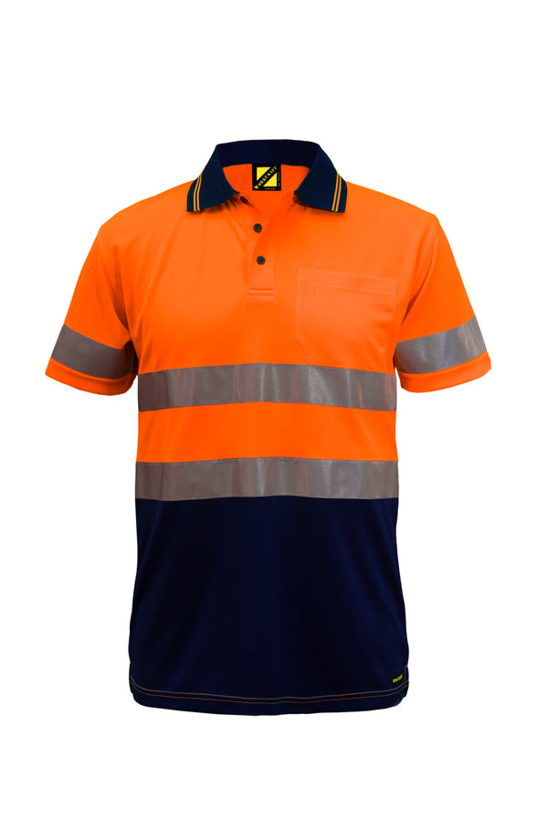 Workcraft Hivis Short Sleeve Two Tone Polo with Tape 157gsm - WSP410