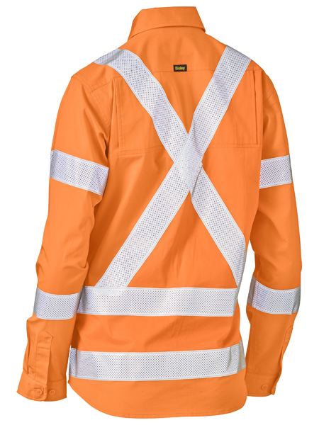 Bisley Women's X Taped Biomotion Hi Vis Cool Lightweight Drill Shirt - BL6166XT