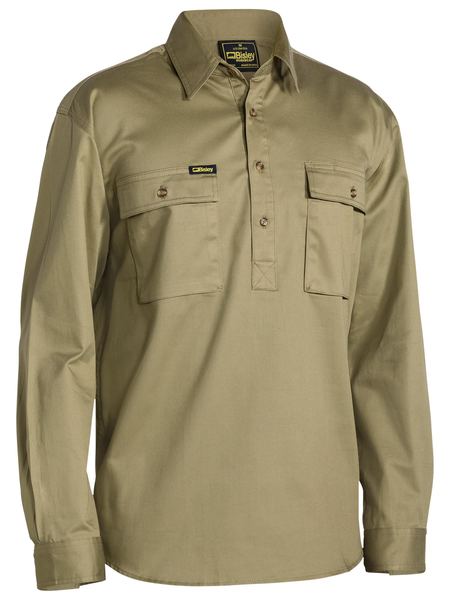 Bisley Closed Front Cotton Drill Shirt Long Sleeve - BSC6433