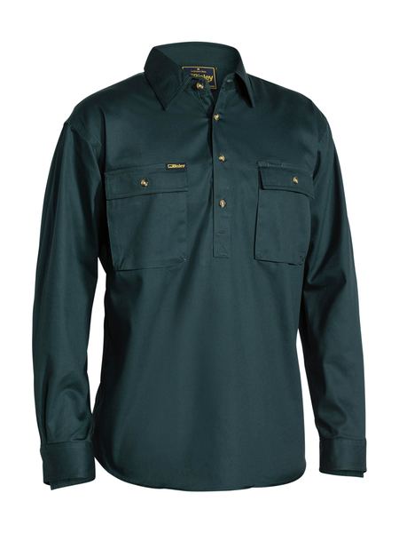 Bisley Closed Front Cotton Drill Shirt Long Sleeve - BSC6433