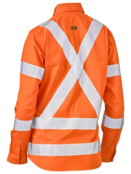 Bisley Women's X Taped Biomotion Hi Vis Cool Lightweight Drill Shirt - BL6166XT