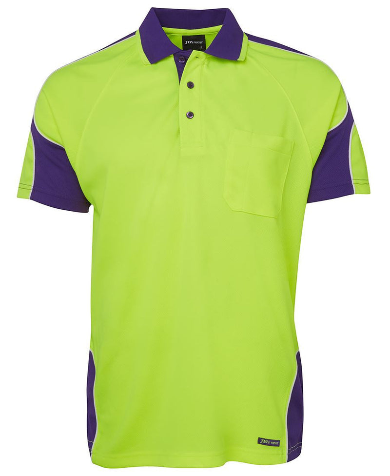 JBs Wear Hi Vis S/S Arm Panel Polo Adults - 6AP4S