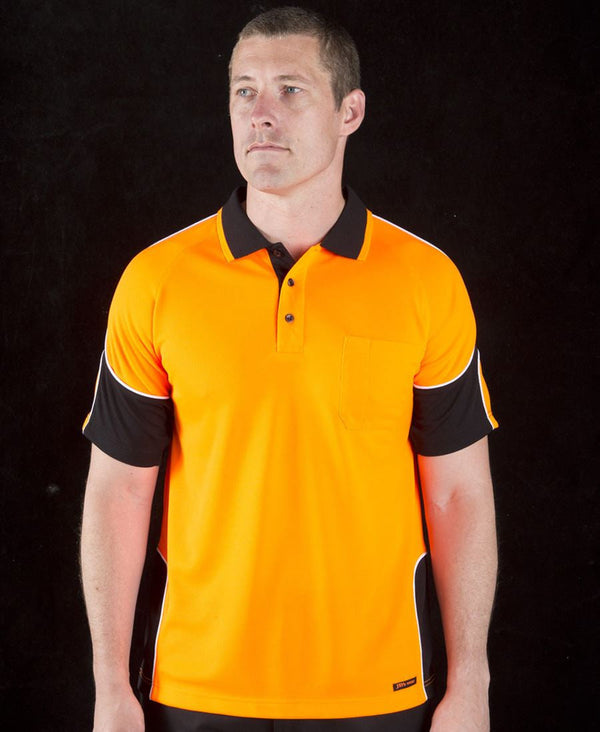 JBs Wear Hi Vis S/S Arm Panel Polo Adults - 6AP4S