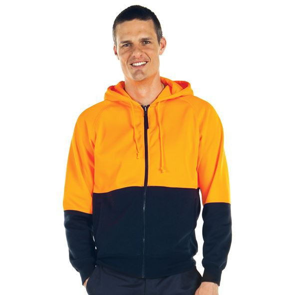 JBs Wear Hi Vis Full Zip Fleecy Hoodie Adults - 6HVH