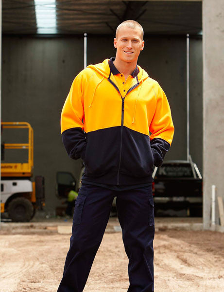 JBs Wear Hi Vis Full Zip Fleecy Hoodie Adults - 6HVH