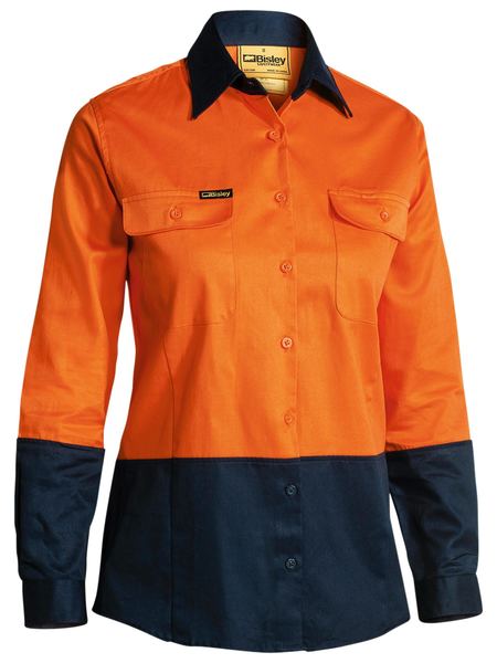 Bisley Women's Hi Vis Drill Shirt Long Sleeve - BL6267