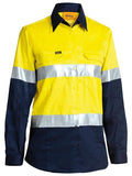 Bisley Womens 3M Taped Two Tone Hi Vis Cool Lightweight Shirt Long Sleeve - BL6896