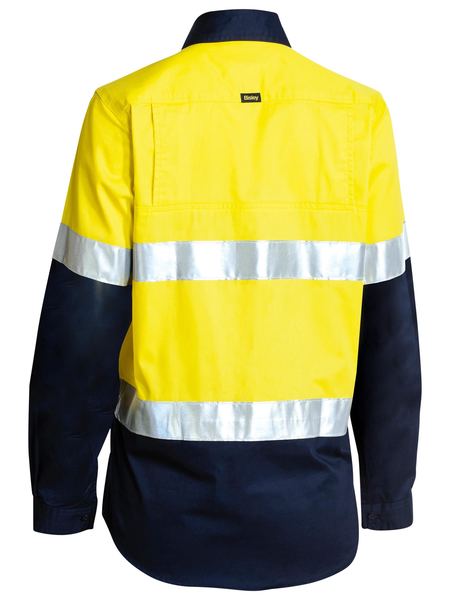 Bisley Womens 3M Taped Two Tone Hi Vis Cool Lightweight Shirt Long Sleeve - BL6896